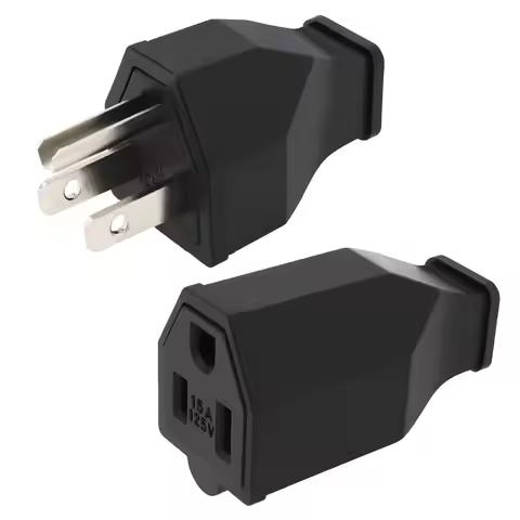 Straight Blade Plug,15 Amp 120-125 Volt, 2Pole 3Wire, Plug, Male Female Extension Cord Replacement E