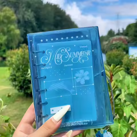 Summer Ocean Blue Binder A7 Trifold Pvc Cover Organizer Refreshing Planner with Charm Accessory Divi