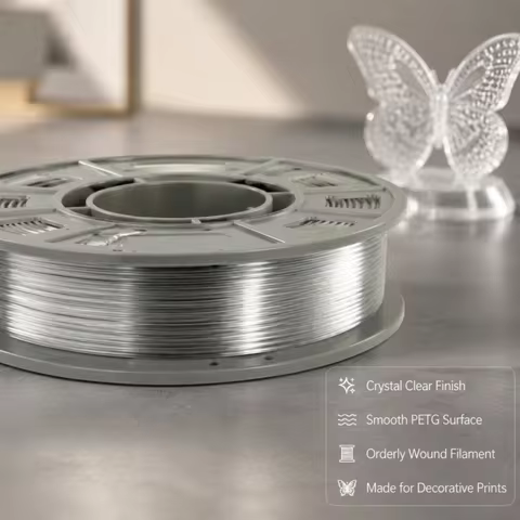 PETG 3D Printer Filament 1.75mm, 300g Compact Spool Transparent, Dimensional Accuracy +/- 0.03mm, Sm