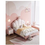 Kids Bed Girl Princess Bed Kids Bed Frame Modern Single Super Single Bed Lightweight Luxury Leather 