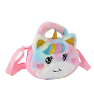 กระเป๋าเด็ก Cartoon Unicorn Plush Bag Women Girls Phone Purse Travel Fur Crossbody Bag Coin Purse Gift