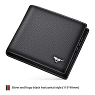 Septwolves Mens Short Wallet Simple Design Top Layer Cowhide Exposure Closure Business Style for You