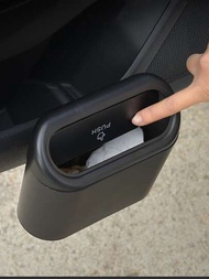 Bote de basura para automóvil de plástico ABS negro/azul de 1 pieza, bolsillo lateral colgante multifuncional con tapa y diseño impermeable, adecuado para varios modelos de automóviles