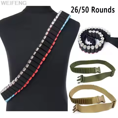 Tactical 26 50 Round Gun Bandoliers 12/20 Gauge Belt Cartridge Shoulder Shell Pouch Holder for 5.56m