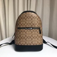 Chris精品代購COACH 寇馳 78756 新款PVC拼皮男背包 卡其雙肩包 旅行後背包 原裝正品 美國代購