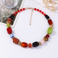Necklace Retro Agate Kaleidoscope Multi-Element Colorful Beads Mixed Agarwood Artistic Women's Neckl