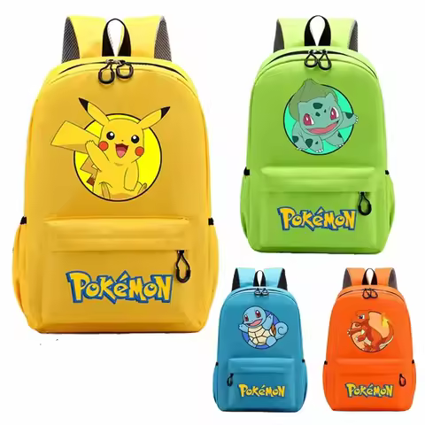 Pokemon Anime Peripherals Pikachu Eevee Bulbasaur Cartoon Going Out Backpack Large Capacity School B