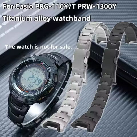 For Casio Protrek Series PRG-110Y/T PRW-1300Y Lightweight Waterproof Titanium Alloy Strap Silver Bla