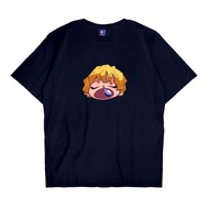 เสื้อยืดคอกลม KIZARU Kaos Anime Demon Slayer Kimetsu No Yaiba ZENITSU POP ART S-5XL