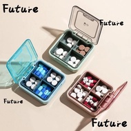 FUTURE Mini Pill Box, 4-Cell Colorful Travel Pill Box, Convenient Plastic Pill Storage Box Medicine