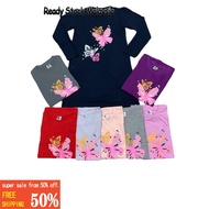 ♀✉Baju T-shirt Labuh Lengan Panjang Kanak-Kanak Perempuan Butterfly