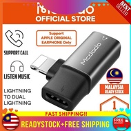 100% ORIGINAL MCDODO CA-6180 Dual Lightning Audio Adapter Lightning To Lighting Audio And Charging