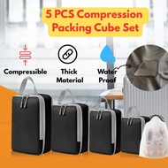 [SG]Compression packing cube 5 Pcs Set, luggage organiser,Travel storage bag,Travel cube compression