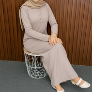 Long Dress Bodycon Knit Rib Kerah Kancing terbaru