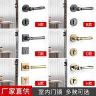 AFBedroom Brass Mute Door Lock Room Modern Split Door Lock Nordic Simple Golden Solid Wood Door Lock Handle Lock
