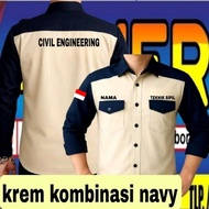 KEMEJA Full cream embroidery combination of Civil engineering shirts, full embroidery engineering sh