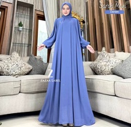 Zazaa Label - Sarah Maxi Gamis Hijab Polosan Bahan Ceruty Non Busui Lengan Balon Pesta Mewah