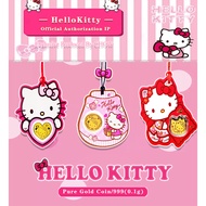 【CHOW Goldsmith】HelloKitty Gold Coin Au999 Pure Gold（0.1g）Fine Gold Bar KT Lucky Cat Pendant