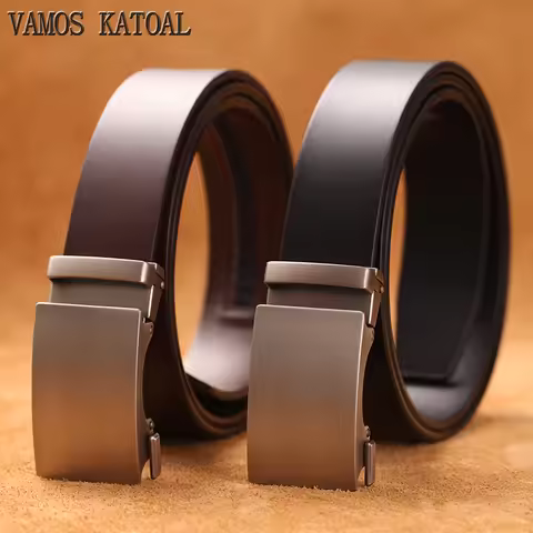 Genuine Cow Leather Automatic Belt For Men Formal Automatic Buckle Belt Genuine Leather Mens Busines