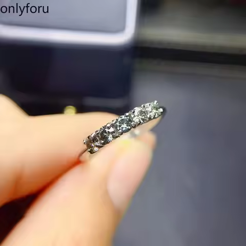 925 Sterling Silver Gray Moissanite Ring Jewelry 0.7Ct VVS1 Half Eternity Band Moissanite Diamond We