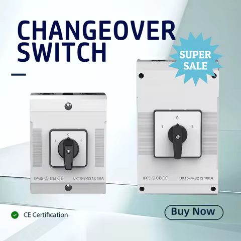 IP65 4P40A 3 Position Rotary Selector Changeover Cam Switch 1-0-2 With Waterproof Box Interruptor th