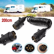 2M 200cm 7 Pin Car Towing Trailer Light Board Extension Cable Lead Truck Plug Socket Wire Part Couplings Circuit Plug So