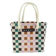 กระเป๋าถือ Marni Woven Micro Basket มือสอง ผลิตจากโพลีโพรพีลีน สีขาว/หลากสี เปิดข้าง สำหรับผู้หญิง