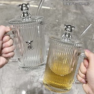Bearbrick Drinking Glass Cup With Bearbrick Premium Korean Straw 400ml