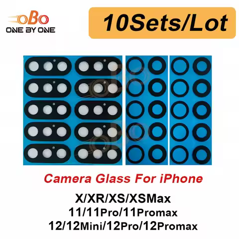 10Sets Back Rear Camera Lens Glass For iPhone X XR XS 11 12 PRO MAX 12 Mini Camera Lens Glass with A