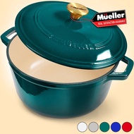 Mueller DuraCast Enameled Cast Iron Dutch Oven Pot with Lid, 4.5, 6 or 7.5 QT, Casserole Dish, Brais