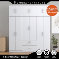 HOMURA (15MM THICKNESS) L6.5ft X H8ft  WITH 2 DRAWERS WARDROBE/ALMARI BAJU/kabinet baju