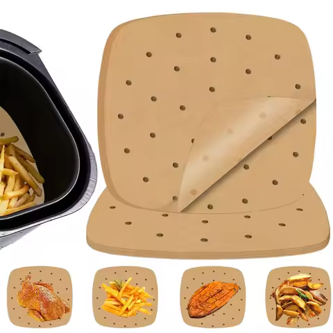 Air Fryer Paper Disposable Air Fryer Parchment Paper Liners Non-Stick Steamer Liners for Oven Microw