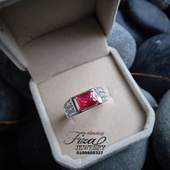 cincin lelaki permata merah silver 925, cincin lelaki batu merah perak 925 original, silver 925 men 