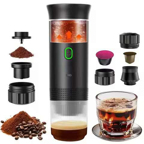 Portable espresso machine, coffee maker for on the go, 3-in-1 rechargeable coffee maker for the car,