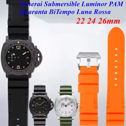 22 24mm 26mm For Panerai Submersible Luminor PAM Quaranta BiTempo Luna Rossa watch Strap rubber sili
