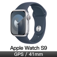 Apple Watch S9 GPS 41mm 銀鋁/風暴藍運動錶帶-S/M MR903TA/A