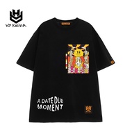 A Date due Moment 770 HY KOREA unisex yellow face t-shirt for men and women with loose sleeves