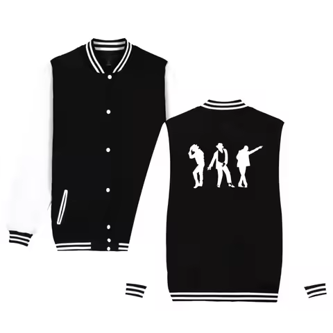 Michael Jackson Moonwalk Silhouette Jacket Fashion Casual Men Women Clothing Baseball Uniform Moonwa