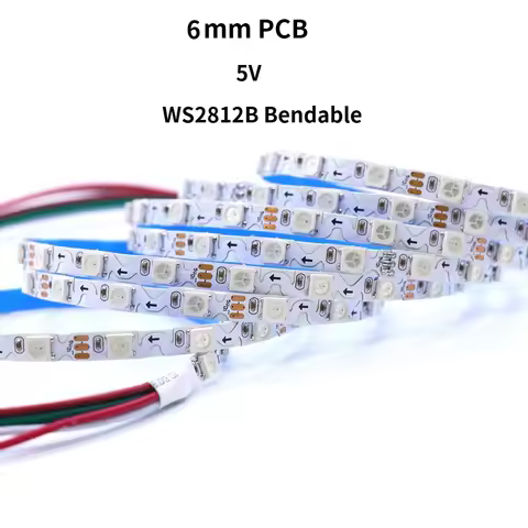 1/2/3/4/5M S shape bendable type Addressable WS2812B 5mm 8mm PCB ws2812 RGB LED pixel strip 60leds 6