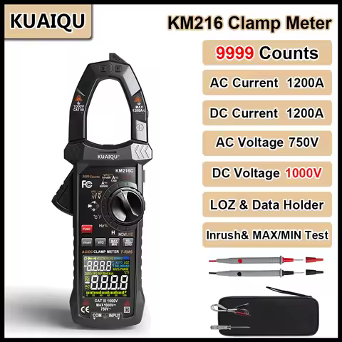 KUAIQU KM216C AC/DC-Current 1200A Clamp Meter 9999 Counts AC/DC-Voltage 750V/1000V Digital Multimete
