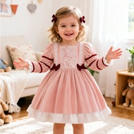 FSMKTZ Baby Girl Princess Dress with Lace Flowers 0-4 Years Old L2322XZ