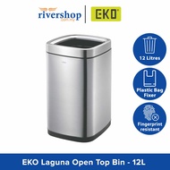 EKO Laguna Open Top Bin EK9088MT - 12L Stainless Steel Dustbin Garbage Waste bin for Restaurant