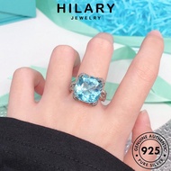 HILARY JEWELRY Adjustable Original 925 Women Perak 純銀戒指 Cincin Aquamarine Perempuan Personality Accessories Ring For Silver Sterling Korean Round R2145