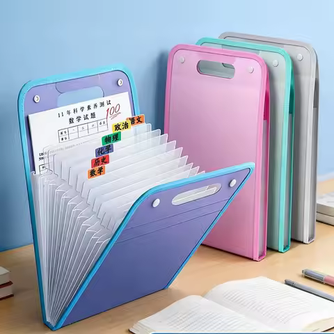 13 Layers A4 Expanding File Folder Handheld Organizer Large Capacity Document Paper Bill Storage Bag