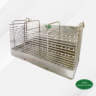 Stainless steel chopstick holder - 3-compartment square chopstick holder 201 stainless steel