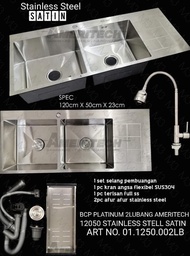 Terbatass KITCHEN SINK STAINLESS DAN BLACK 12050/ BCP 2 LUBANG