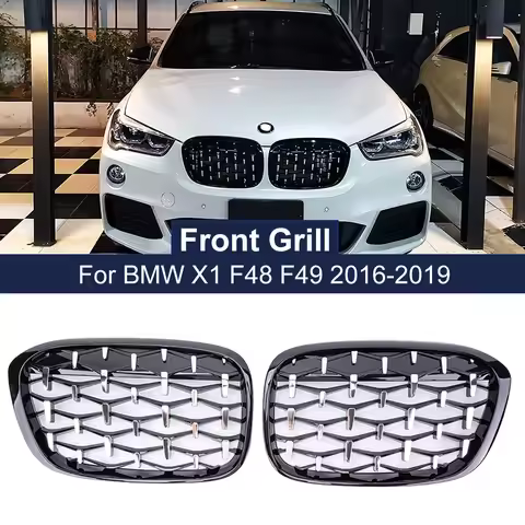 Geetha Car Diamond Front Kidney Grille Racing Grill For BMW X1 F48 F49 2016 2017 2018 2019 Meteor St