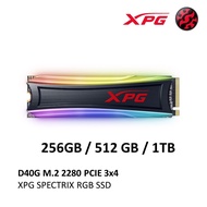 XPG SPECTRIX S40G RGB M.2 2280 PCIE 3x4 SSD SOLID STATE DRIVE ( 256GB, 512GB &amp; 1TB)