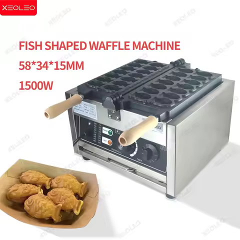 XEOLEO 1400W Commercial Taiyaki Maker 12PCS/14PCS Fish Shaped Waffle Maker Machine Fish-shaped Cake 