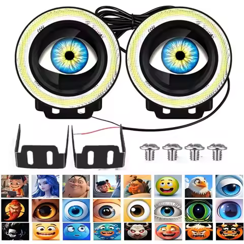 LED Devil Eyes for Fog Light Dynamic HeadLamps Angel Eyes lamp Waterproof Headlight 82 Modes Devil E
